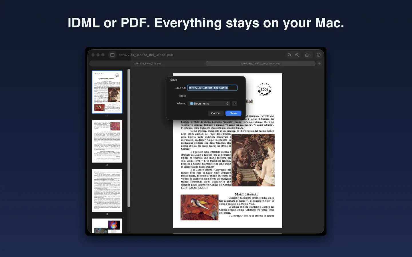 macOS Save sheet exporting the newsletter